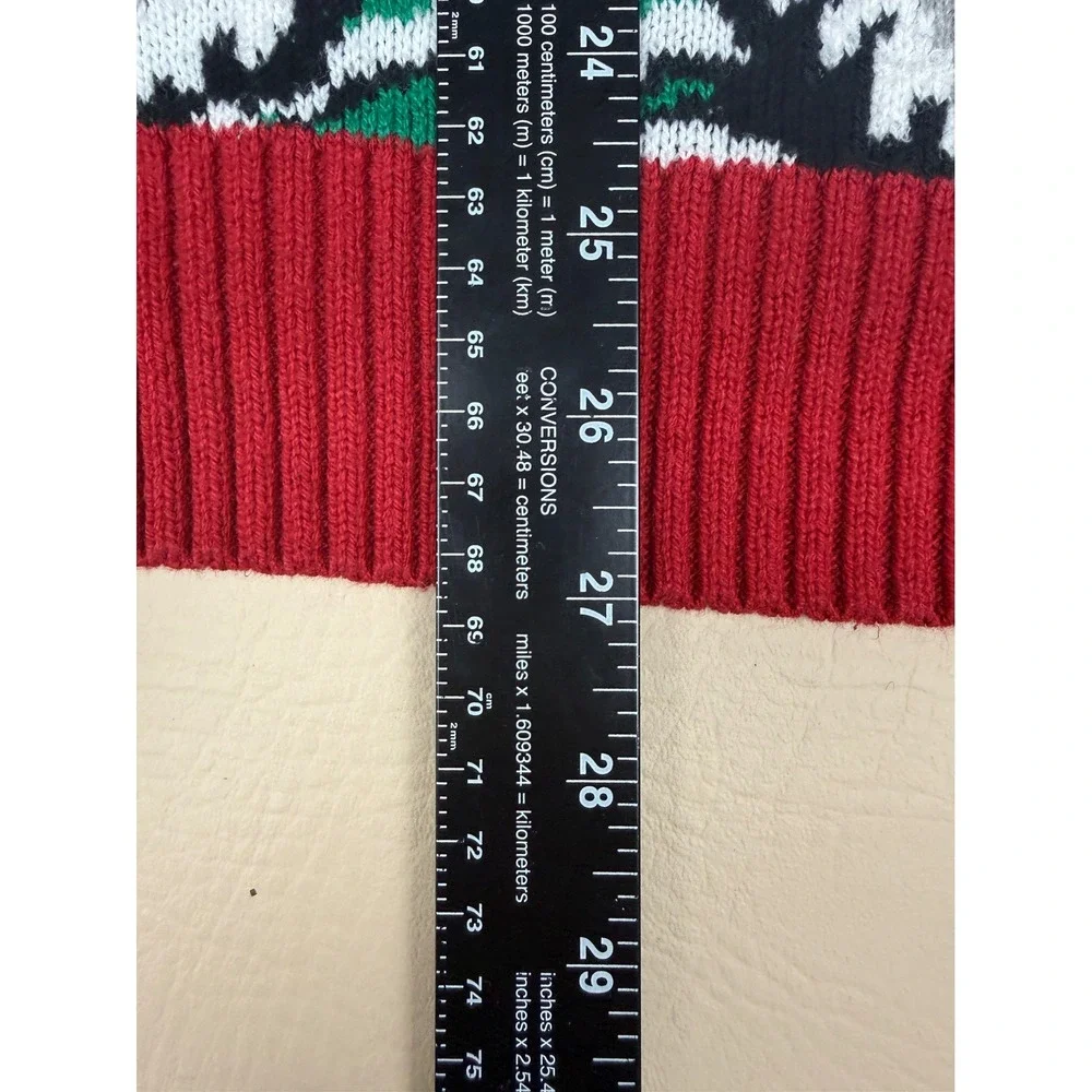 Ugly Christmas Sweater M Bigfoot Yeti Holiday Plaid Vest Snowflakes Black